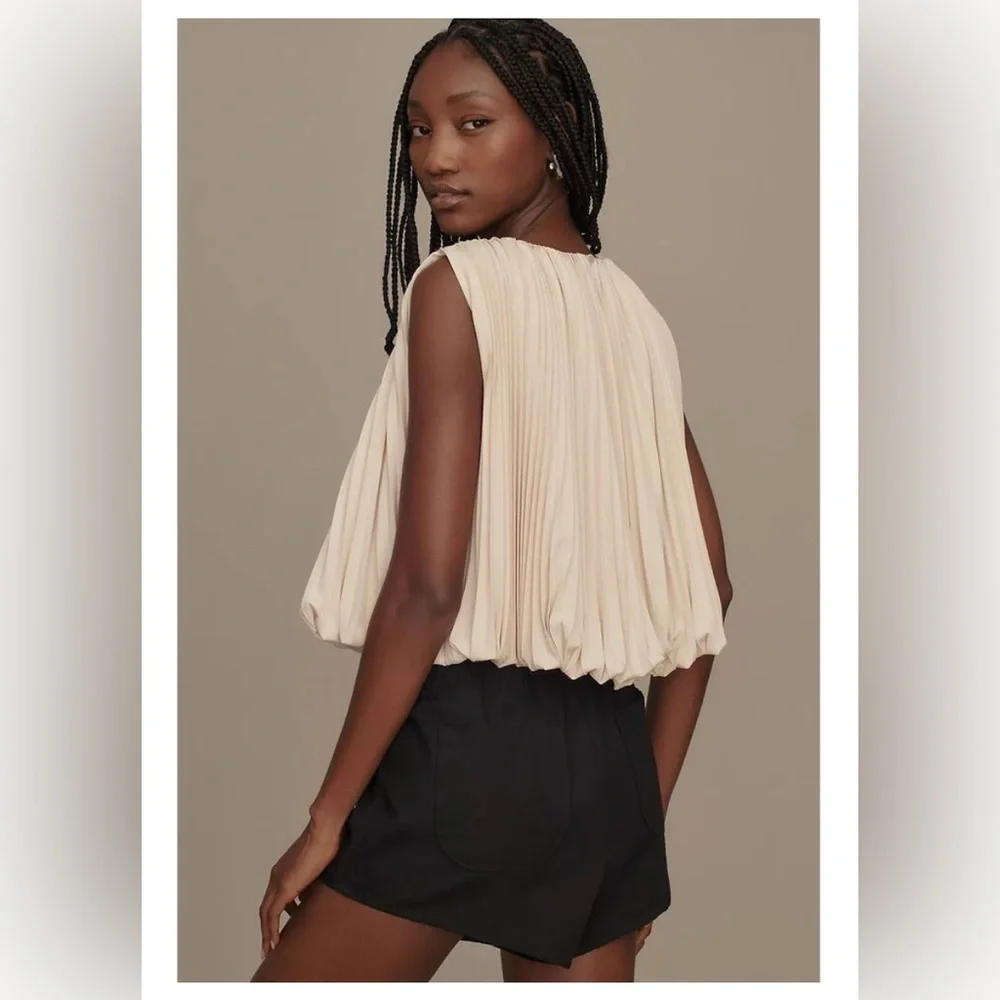 Mare Mare Anthropologie Pleated Blouse Bubble Hem - Picture 3 of 11